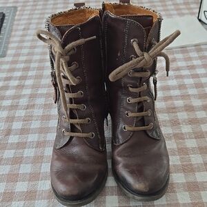 PIKOLINOS Dark Brown Leather Lace-Up Ankle Boots